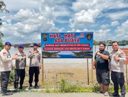 Sat Polair Polres Berau Pasang Peringatan Habitat Buaya