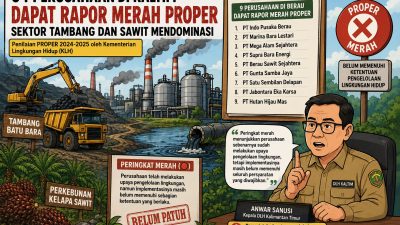 64 Perusahaan di Kaltim Dapat Rapor Merah PROPER, Sektor Tambang dan Sawit Mendominasi